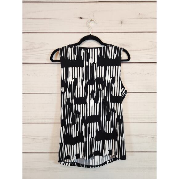 Calvin Klein Women's Black & White Abstract Print Sleeveless Cowl Neck Top Sz XL - Picture 2 of 6